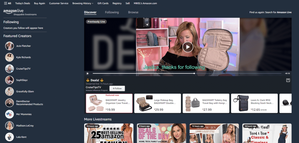 Plataforma Amazon Live para directos